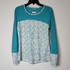 Columbia Omni-wick Teal and White Long Sleeve Top